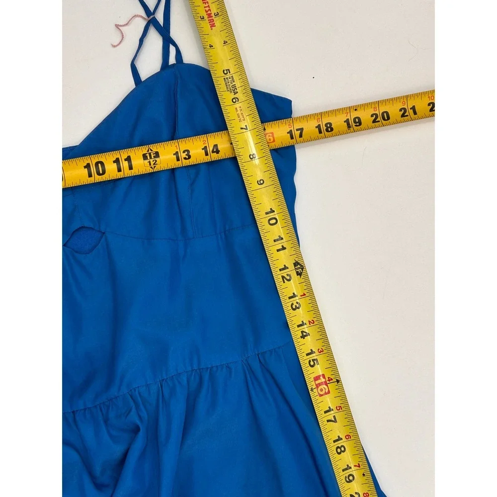 L'Amour by Nanette Lepore Blue Cutout Sundress with Pockets Ocean Print Tropical